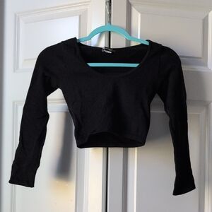 Zara Black Fitted Crop Blouse
